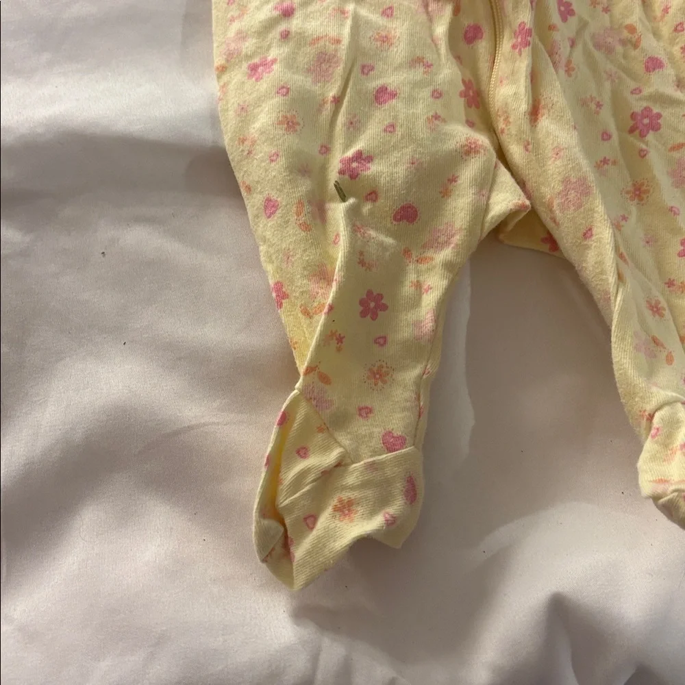 Child of mine Yellow and Pink Floral Footie newborn